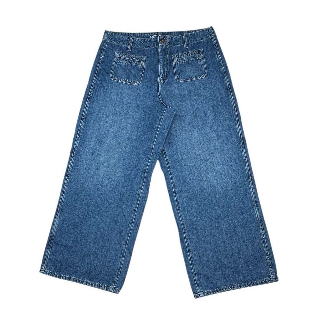 Old Navy Drapey Denim High Rise Baggy Wide Leg Jeans Women’s Size 16 Blue